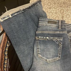 Buckle black high waisted flare jeans